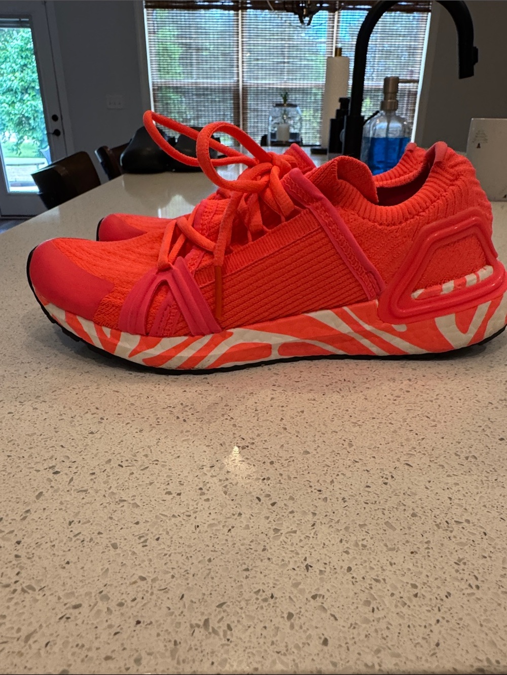 Adidas-Stella McCartney Women’s Neon Coral Lace-Up Sneakers - Picture 3 of 7